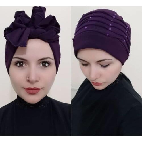 Hijab Pearl detail drapeli bone Purple