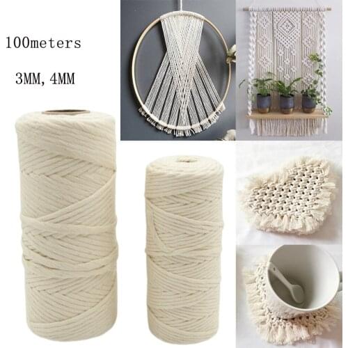 Cotton Cord Natural Beige Twisted Cord Rope Craft Macrame String DIY Handmade Garden Home Decorative Supplies 100meters