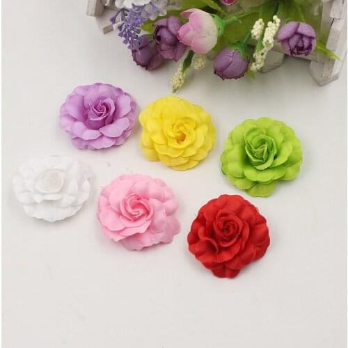 100pcs/lot Artificial Flower 4cm silk rose Handmake Head Wedding Decoration DIY Wreath Gift Scrapbooking Craft Fake Flower