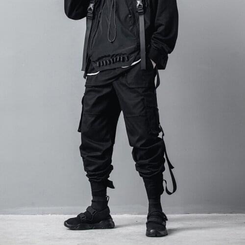 2019 Camo Cargo Pants Fashion Baggy Tactical Trouser Hip Hop Casual Cotton Ribbon Pants Streetwear