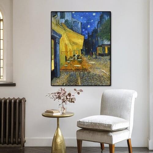 Cafe Terrace At Night Analysis Canvas Painting On The Wall Oil Painting Wall Posters Print Pictures For Living Room Home Decor