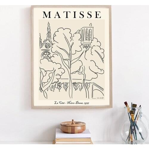 Notre Dame Henri Matisse Canvas Print Abstract One Line Drawing Painting Gallery Exhibition Poster Wall Picture Home Room Decor
