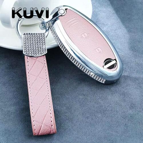 Diamond Leather Car Key Case For Nissan 350Z Almera Altima Armada Qashqai Cefiro Cube Juke Livina Remote Fob Protect Cover Case