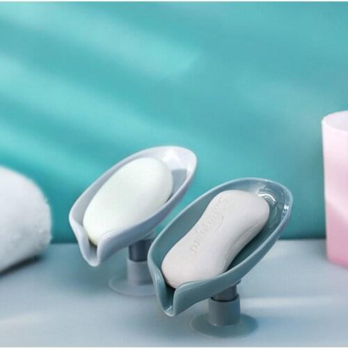 Creative Sucker Soap Holder Leaf Shape Soap Box Drain Punch-free Soap Box Bathroom Shower Sponge Storage Tray Bathroom Supplies