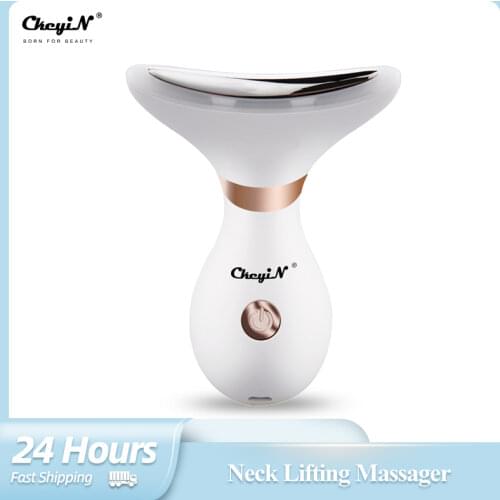 Facial Neck Massager Led Photon Therapy 3 Colors Led Heating Face Neck Wrinkle Removal Machine Reduce Double Chin Skin Lifting