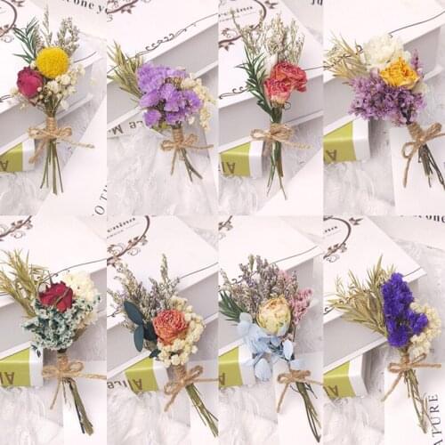 1PC Mini Dried Flower Bouquet Gift Box Card Decoration Home Vase Flower Pampas Grass Arrangement DIY Material Shooting Props