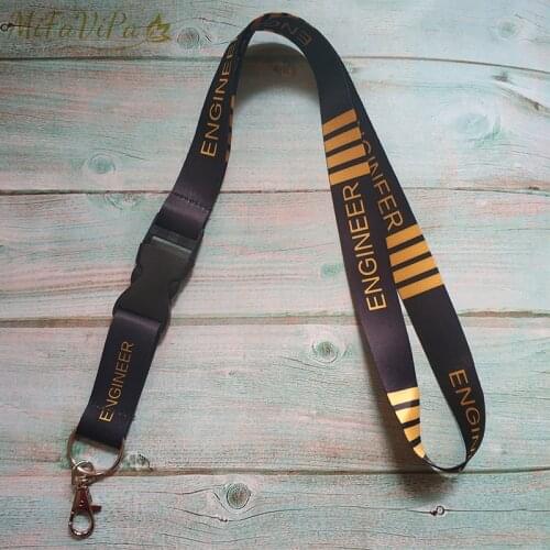 Fashion Trinket Engineer Lanyards Neck Strap Phone Chaveiro Key Chain Black llavero Lanyard for ID Card Holder Flight Crew Gift