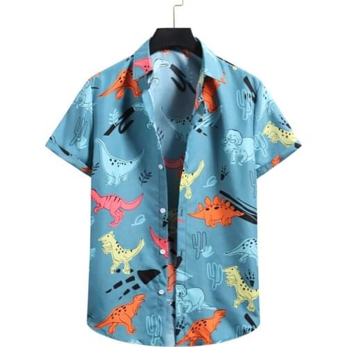 Fashion Hawaiian cardigan mens Hawaiian Beach Short Sleeve printed cactus funny mens shirt