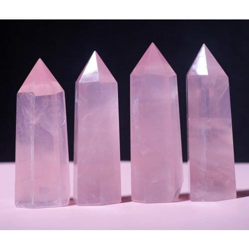 Natural powder crystal six prisms powder crystal single tip column 7cm 8cm 9cm 10cm 11cm
