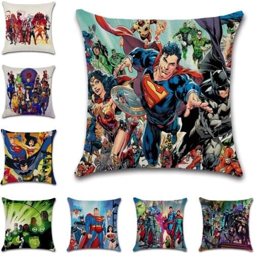 Superheroes Team Cartoon Printed Cushion Cover Decorative Home Throw sofa chair seat Friend Bedroom Kids Gift Pillowcase