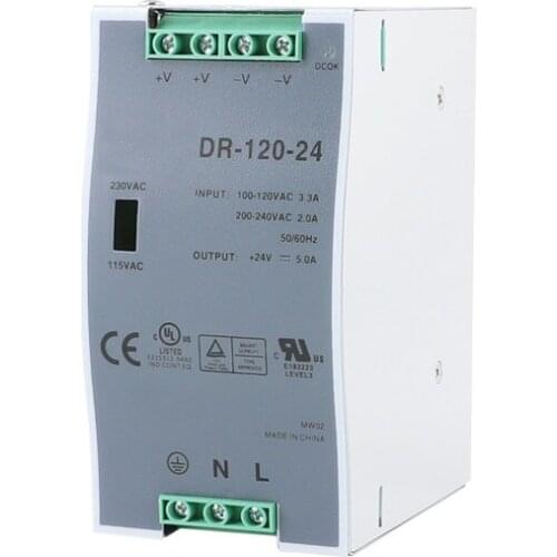 DR-120 120W Single Output 12V 24V Industrial Din Rail Switching Power Supply DR-120-12 DR-120-24