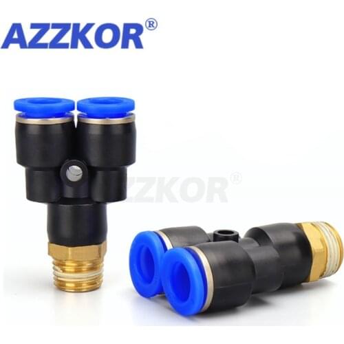 PX Y Type 3-way Air Pneumatic Joints Male-thread Pneumatic Connector Pneumatic Accessories 1/2''1/4''3/8"/M5--4/6/8/10/12 mm