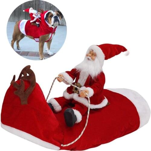Christmas Dog Cat Costume for Small Dogs Santa Claus Pet Riding Outfit Chihuahua York Terrier Puppy Clothes Mscotas Products