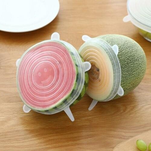 Silicone Cover Lid Fresh Keeping Silicone Stretch Lids Caps for Food Pot Dish Kitchen Accessories 6 Pcs