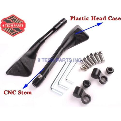 Universal Motorcycle CNC Mirrors Aluminum CNC Stem + Plastic Head Case Suit For Motorcycles Scooters Cruiser Street bikes
