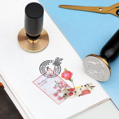 Hot Selling Newest 2021 Vintage Brass Decorative Postmark Flight Travel Rubber Seal Hand Leash Seal Background Stamps