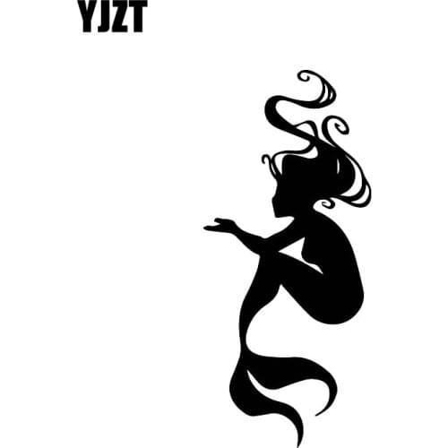 YJZT 16CM*7.2CM Fashionable Design Mermaid Decorative Decals Car Personalized Car Stickers Black/Silver C30-0286