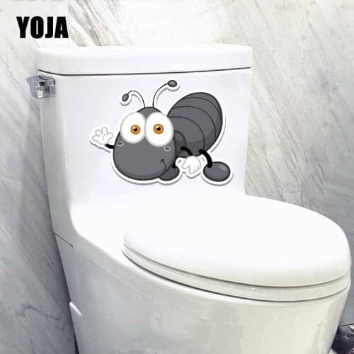 YOJA 22.9X18.4CM Cute Interesting Cartoon Ants Toilet Decal Living Room Home Decor Wall Sticker T5-1415