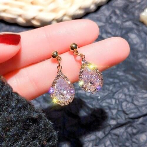 Fashion water drops zircon earrings female wild earrings hypoallergenic accessories wholesale for women Jewelry gift