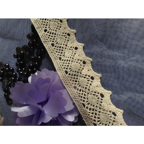 100% Cotton 3.8cm lace trimmings,beige color,garment accessories lace trims,XERY0216p