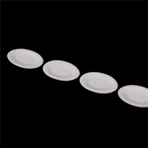 4Pcs/lot White 1/12 Or 1/6 Scale Dollhouse Miniature Ceramic Dishes Plate Tableware Decor Accessories