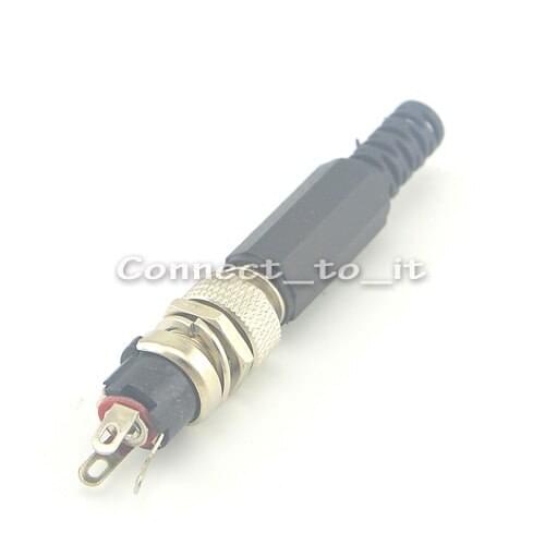 5 pieces/lot) Wholesale 2.1mm DC plug connector Screw on Chasis mount adapter connector for cable