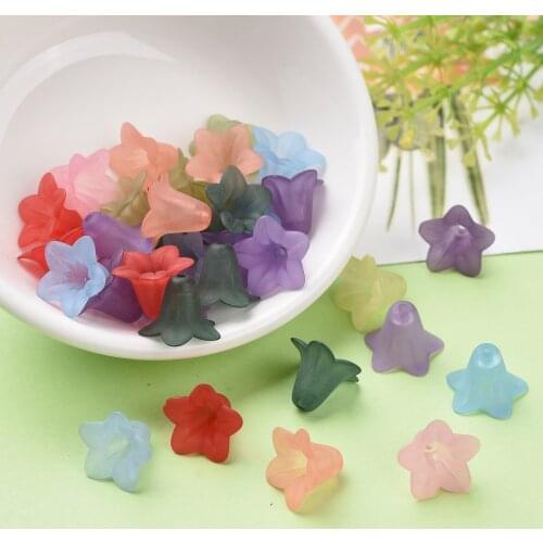 50pcs/lot Jewelry Beads Colorful Transparent Frosted Acrylic Flower Beads for Bracelet Jewelry Making DIY 16x12mm