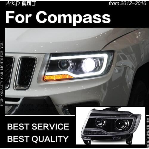 AKD Car Styling for Jeep Compass Headlight 2012-2016 Compass LED Headlight DRL Hid Head Lamp Angel Eye Bi Xenon Beam Accessories