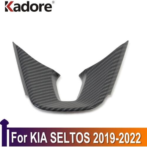 For KIA SELTOS 2019 2020 Carbon Fiber Car Steering Wheel Protective Cover Trim Sticker Interior Accessories Car-styling Sticker