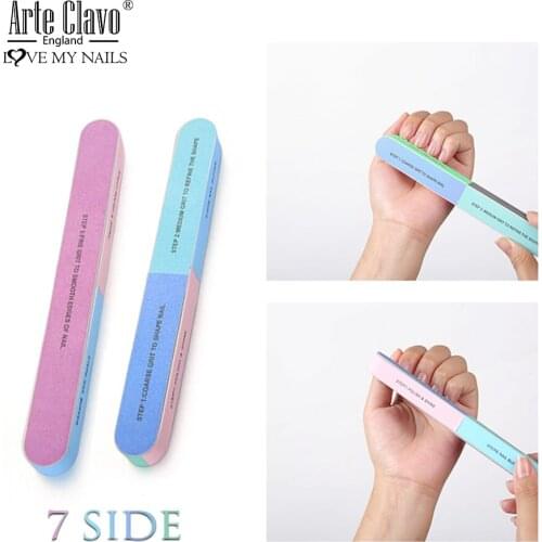 Arte Clavo Nail Files Repair Nail Art Buffer Sanding Block Manicure Polished File Manicure LED UV Gel Polish Tool 1pcs 7-sideds
