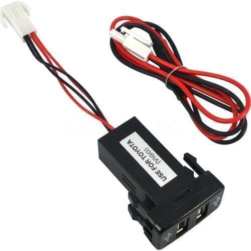 Car USB Interface Socket Charger Adapter and USB Audio Input Socket for TOYOTA Hilux VIGO With USB Audio 5V 2.1A USB Socket