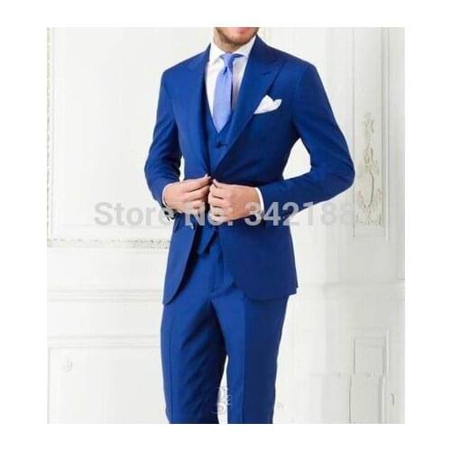 Free Shipping Fashion Blue Groom Tuxedos,Wedding Party Groomsman Suit Boys Suit (Jacket+Pants+Tie+Vest) Bridegroom Suit
