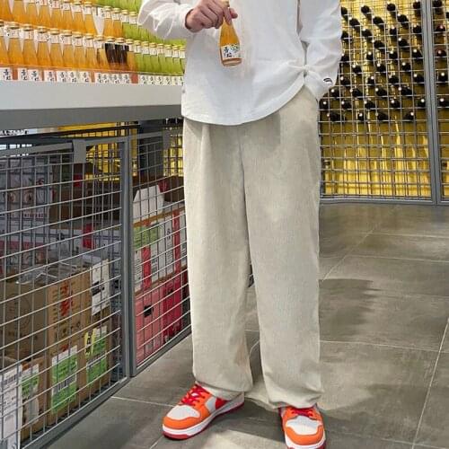 Autumn Baggy Corduroy Pants Mens Fashion Retro Wide-leg Pants Men Streetwear Loose Hip-hop Straight Pants Mens Trousers M-2XL