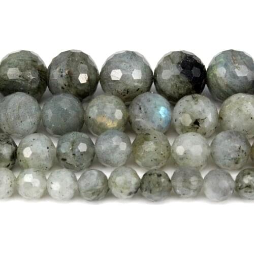 Natural Hard Faceted Labradorite Round Loose Beads Strand 6/8/10/12MM For Jewelry DIY Making Necklace Bracelet