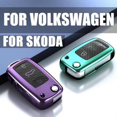 TPU Car Key Cover Case for Volkswagen VW Polo Golf 4 3 6 5 Mk6 Passat B5 B6 B7 Touran Bora Tiguan Jetta Skoda Octavia 3 Buttons