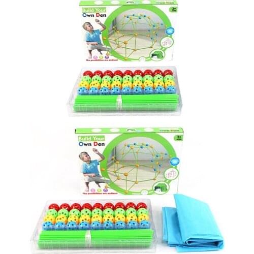 Kids Construction Fort Building Castles Tunnels Tents Kit DIY 3D Play House Building Toys for Boys Girls Y4UD