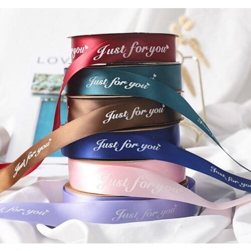 45M/Roll Happy Brithday Gift Just for You Silk Satin Ribbon Party Decoration Bows for Crafts DIY Letter Wedding or Home Decor