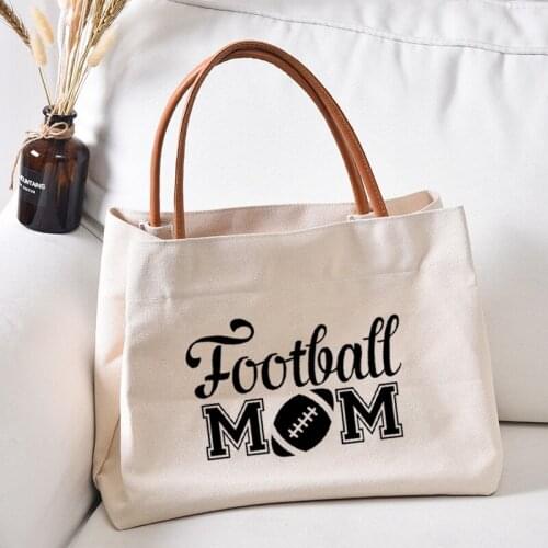 Football Mom Tote Bag Mother Bag Mom gift Women Lady Canvas Handbag Sport Soccer Bag Beach Bag Shopping Bag Gift Dropshipping