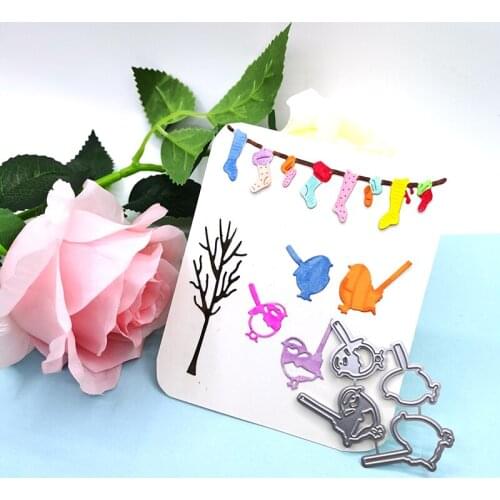 Julyarts 4Pcs Bird Animal Die Metal Cutting Die Stencil Fustelle Scrapbooking Stamp Card Making Die Metal Crafts Die Cut Stitch