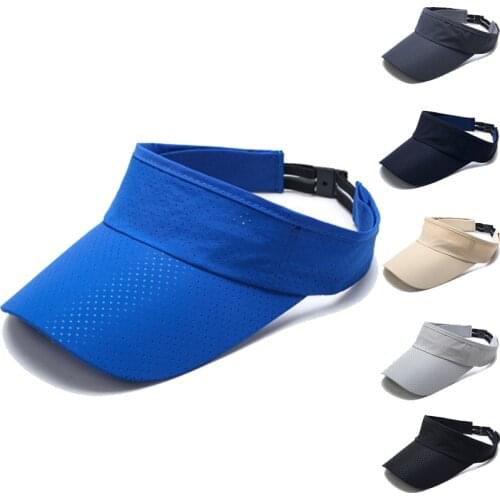 Unisex Solid Color Breathable Empty Top Visor Tennis Cap Men/Women Adjustable Golf Hat Adult Summer Outdoor Quick-drying Sunhat
