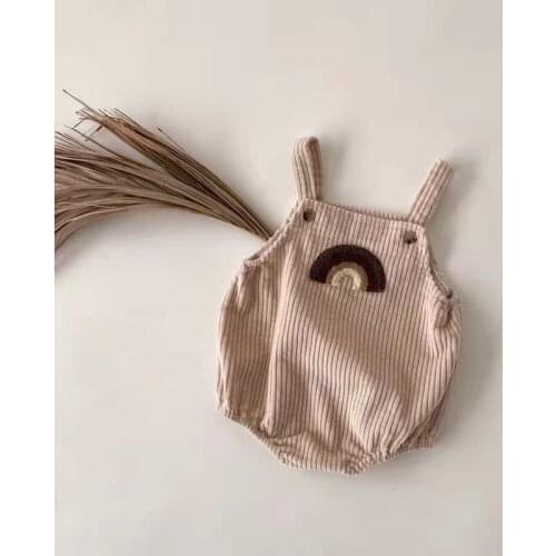 Baby Girl Romper Rainbow Corduroy Infant New Born Bodysuit Spring Outfit Toddler Clothing Sleeveless Suspender Jumpsuit