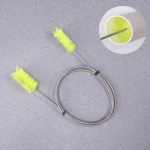 2PC Kitchen U-shaped Pipe Cleaning Brush Glass Inlet and Outlet Nylon Brush Aquarium Cleaning Tools Spring Brushes