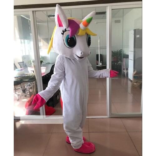 Pony Mascot Costume Flying Horse Mascot Costume Rainbow Pony Fancy Dress Costume Halloween Party Event Carnival Character Suit