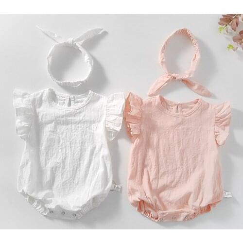 2020 Summer Baby Clothes Rompers 2Pcs Headband+Romper Infant Girl Clothing Newborn Baby Girls Clothes
