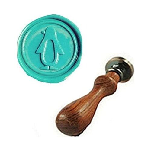 MDLG Vintage Cute Penguin Custom Picture Logo Wedding Invitation Wax Seal Sealing Stamp Rosewood Handle Set
