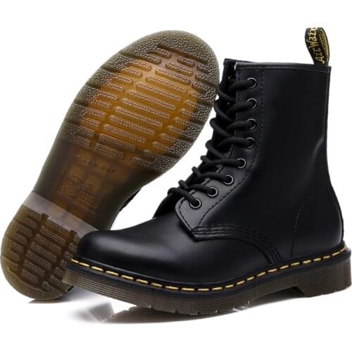 2021 Fashion Autumn Men Martins Boots Leather Warm Ankle Boots Couple High Top Waterproof Motorcycle Boots Plus Size Shoes 35-47