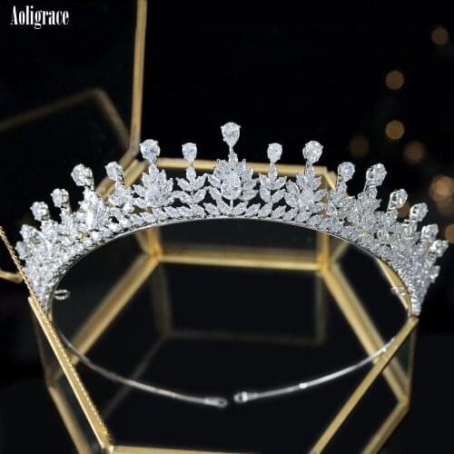 2021 New CZ Tiaras Wedding Hair Accessories Cubic Zirconia Bride Crowns Bridesmaid Party Fashion Headdress Princess Headpiece