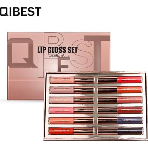 New Makeup Qibest Matte Lip Gloss Set Non Stick Cup Liquid Lipstick Cosmetic Gift for Women or Girl Hot Selling