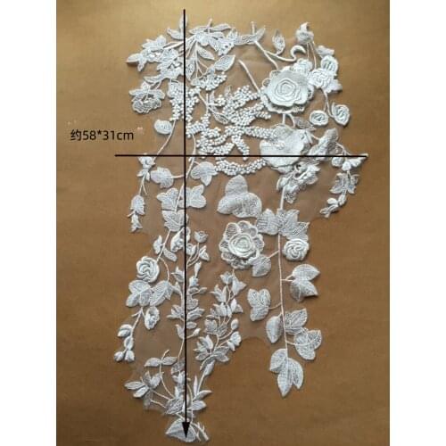 NEW Wedding Dress Patchwork Lace Fabric Lace Applique With Sequins Shiny, Ivory Color Ivory Wedding Dress Lace 58*31cm