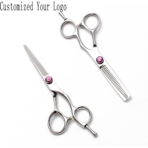 5.5" 16cm Japanese 440C Customized Logo Hairdressers Scissors Cutting Shears Thinning Scissors Professional Hair Scissors C9014